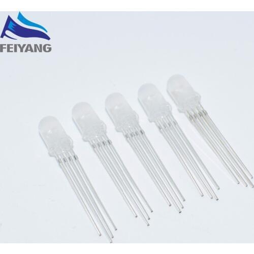 50pcs 5mm 4pins RGB LED Common Cathode Tri-Color Emitting Diodes Diffused