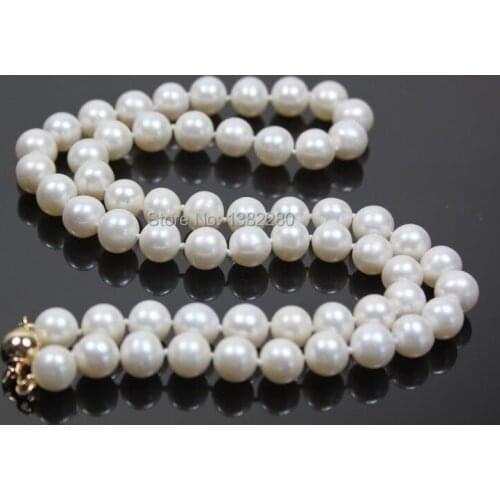 8mm White Shell Pearl Round Bead Necklace 18inch DIY Women Fashion Beautiful Jewelry Making Design