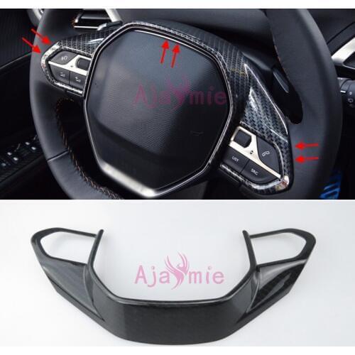 Accessories For Peugeot 5008 3008 2017 2018 Interior Steering Wheel Overlay Trim Carbon Fiber Color Cover ABS Chrome Car Styling