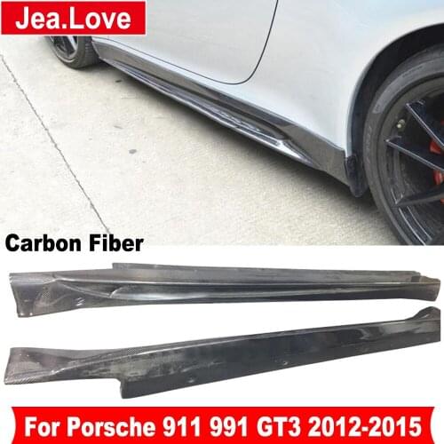 V-Version Real Carbon Fiber Car Side Skirts Door Aprons Side Decoration For Porsche 911 Carrera 991 991.1 991.2 GT3 2012-2015