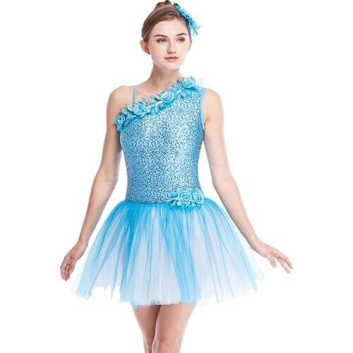 Girls Ballerina Fairy Prom Party Costume Adults Sequined Flower Dress Dancewear Gymnastic Leotard Kids Ballet Tutu Dress DN6432