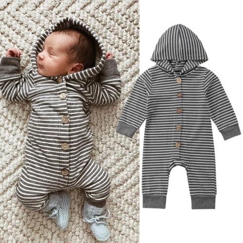 Children Spring Autumn Clothing Baby Kids Boys Girls Infant Hooded Solid Romper Jumpsuit Long Sleeve Clothes Outfits 0-24M