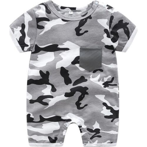 Toddler Infant Baby Clothing Boy Kids Cotton Romper Short Sleeve Jumpsuit Camouflage Summer Casual Baby Clothes Outfit boxer