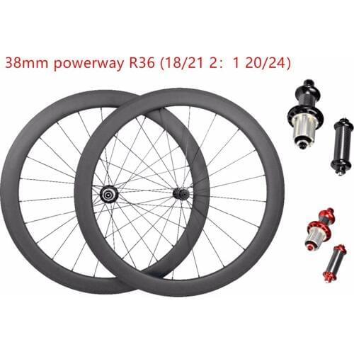 700c free shipping road carbon wheels 38x25mm tubeless wheels 700c powerway R36 18/21 G3 bike road wheels bicycle wheelste