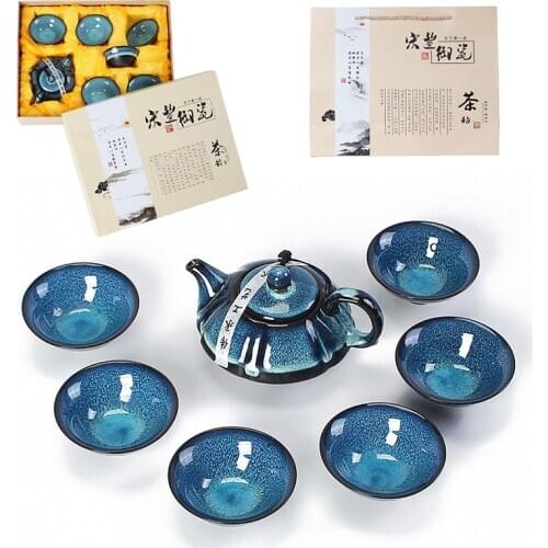7PCS/set China Kung Fu Tea Set Jingdezhen Ceramic Tea Set Chinese Tea Cup Porcelein Tea Cups 1 Teapot + 6 Cups Good Gift cups