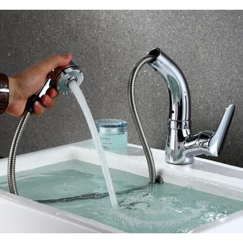 Hot Sale lift up and down Flexible Pulling Multifunction brass faucet