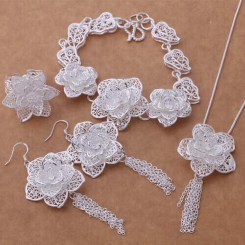 GY-AS377 New Arrival Big Flower Fashion Jewelry Sets Bracelet 284 + Necklace 699 + Earring 588 + Ring 373 Free Shipping