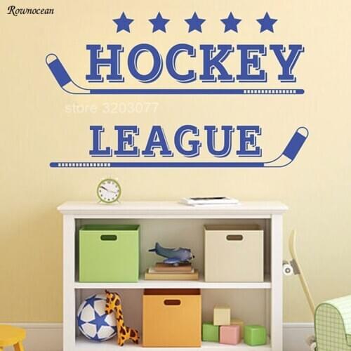Ice Hockey League Logo Sports Vinyl Home Decor Wall Sticker Childrens Room Boys Bedroom Decals Removable Wallpaper Poster Z252