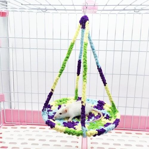 Hamster Parrot Climbs A Netted Sugar Glider Into A Hand-woven Basket Small Pet Toy Hanging Bed Swing Climbing Net Hammock Nest