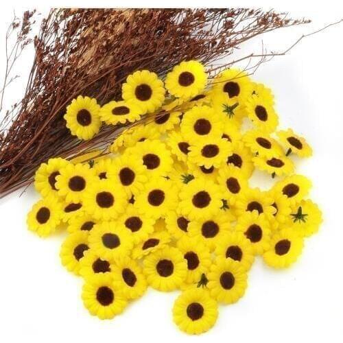 30pcs Mini Silk Sunflower Artificial Flower Head For Wedding Decoration DIY Scrapbooking Wreath Craft Accessories Fake Flowers