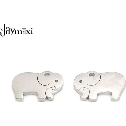 Jaymaxi Elephant Charm Jewelry Findings Mirror Polished Stainless Steel Pendant DIY Handmade 11*14mm 20Piece/lot