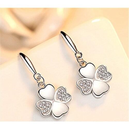Classic Clover Earrings For Women Jewelry Top Quality S925 Drop Earring Female Piercing Silver Accessories For Girls Birthday