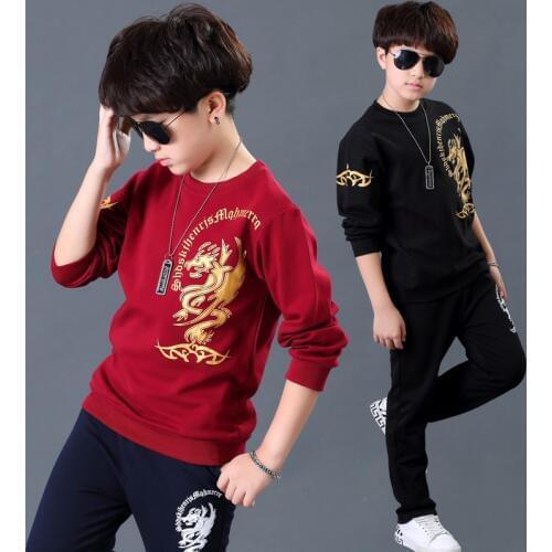 Students Clothing Set Boys Spring Fall Childrens Clothes Tracksuit 2020 Male Kids Handsome Sport Suit Tops + Pants 2 Pcs X103