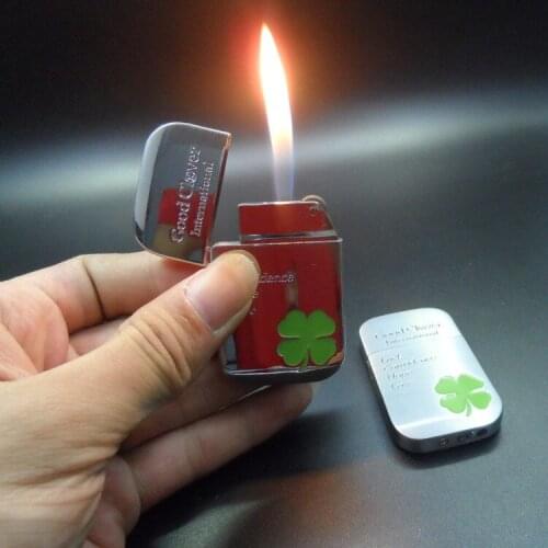 Creative Lucky Four Leaf Clover Butane Gas Lighter Ladies Lighter Flint Grinding Wheel Cigarette Lighters Smoking Accessories
