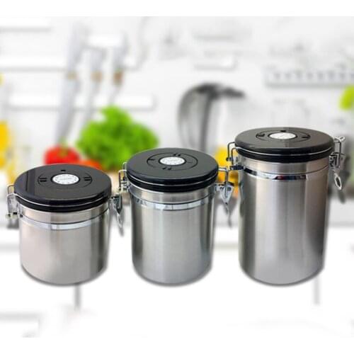 Kitchen Stainless Steel Vacuum Food Container Clamp Airtight Canister Tea Storage Jar