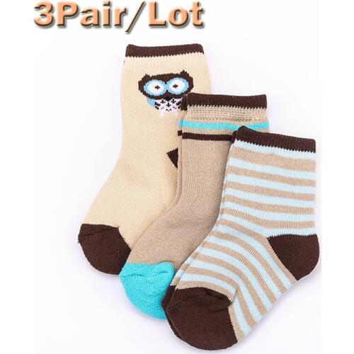 Hot Sale 3Pair Baby Children Socks 100% Cotton Cute Owl Sheep Socks Suitable For 1-7Year Baby Boys Girls Childrens Clothing