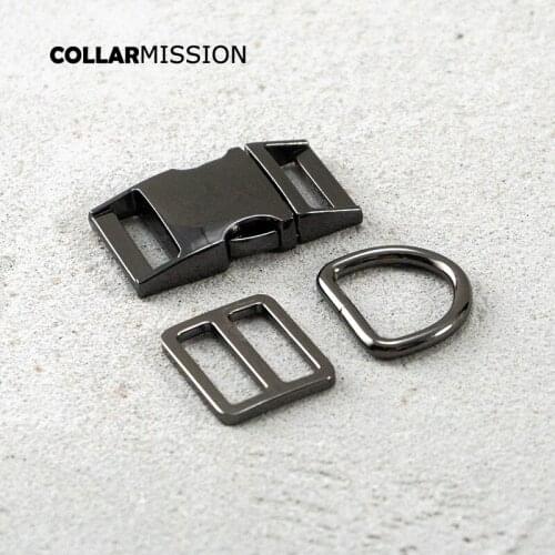 Metal buckle+Tri-Glid+D ring/set) Retailing metal plated buckle for high quality pet collar leash set harness DIY parts 25mm