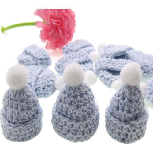 12Pcs Handmade miniature crochet hat for baby shower baptism craft party decorations 30 x 35mm