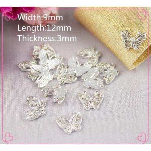 MJ4,10pcs 9*12*3mm Butterfly Mobile Beauty DIY pearl faceplate Rhinestone Button Hand Stick Flower Wholesale Jewelry Accessories