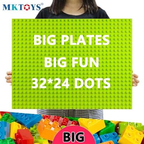 MKTOYS Duplos Base Plate 16*16 16*32 24*24 24*32 Studs for Big Size Marble Run Duplos Plate Building Block Brick Baseplate