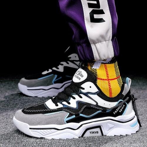 Men Running Casual Shoes Korean Version All-match Lace-Up Man Sneakers Breathable Mesh Shoes Thick-soled Non-slip Shoes Males