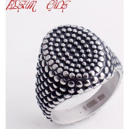 Hiphop/Rock Mens Black Silver Color Signet Ring 316L Stainless Steel Rivet Ring For Men Punk Jewelry