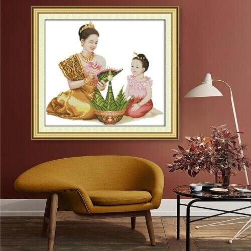 Mother and daughter to read counted 11CT 14CT Cross Stitch Set DIY DMC Chinese Cross-stitch Kit Embroidery Needlework Home Decor