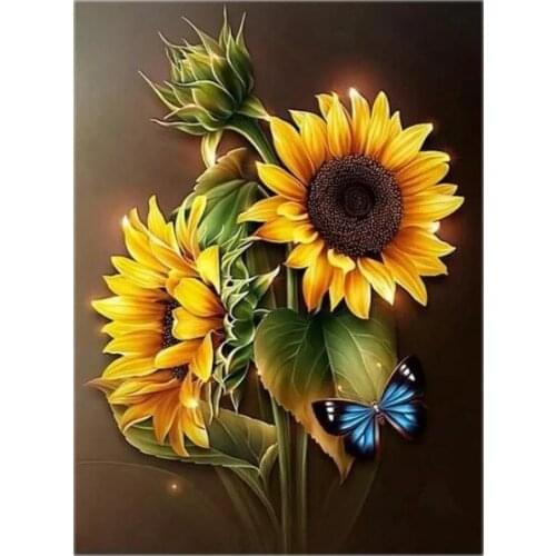Butterfly Sunflowers Cross Stitch Kits 14CT Unprinted 11CT Print Crafts For Embroidered Handmade Art Counted Set Wall Home Decor