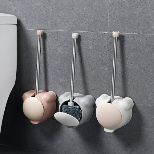 New Bear Toilet Brush Set Household Free Punch Wall-Mounted Toilet Brush No Dead Ends Cleaning Brush Bathroom Accessories