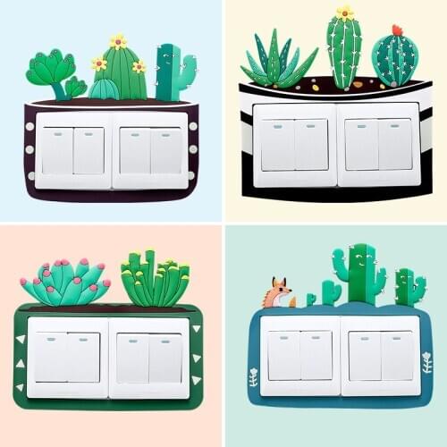 Double Open Switch Stickers Luminous Three-dimensional Soft Plastic Pvc Fleshy Switch Protective Cover Wall Stickers Decorations