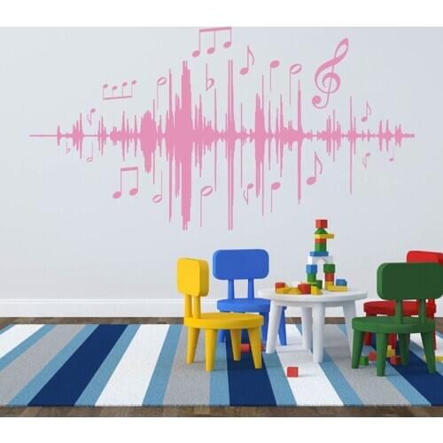 Music Audio Note Wall Decal Musical Frequency Wall Stickers Vinyl For Bedroom Kids Room Nursery Living Room Home Decor E216