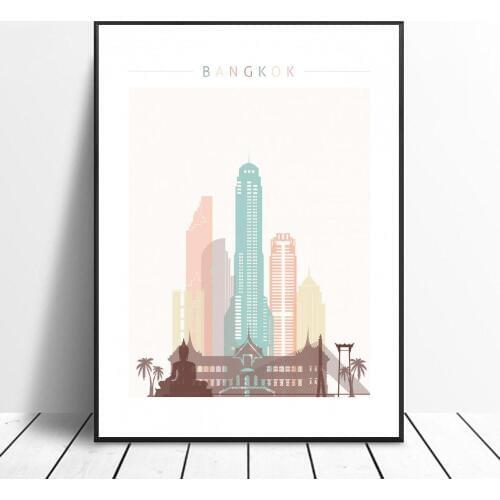 Bangkok Skyline Canvas Print Wall Art Poster Picture Modern Minimalist Bedroom Living Room Decoration No Frame