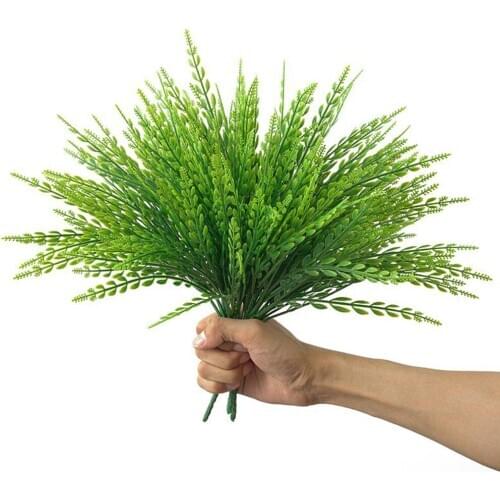 Desk Artificial Plant Fake Garden Flowers Green Plant Wheat Vase Decor