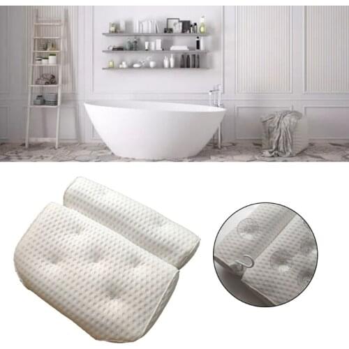 Bath Pillow 4D Air Mesh Luxury Spa Bathtub Head Neck Rest Back Shoulder Support with 7 Non-Slip Suction Cup Tub Cushion