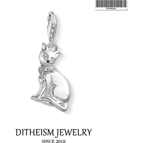 Siamese Cat Charms ,2019 Fashion Jewelry 925 Sterling Silver Classic Subtle Grace Gift For Women Girls Fit Bracelet Necklace Bag