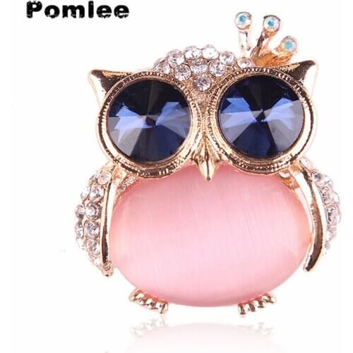 Pomlee Korean Cat Eye Owl Brooches Cartoon Animal Pin Fashion Clothing Accessories Christmas Brooch Wholesale Dropshipping