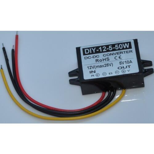 12V(8.5V-28V) Step Down 5V 10A 50W Power Converter LED car display Power Supply DC-DC Buck Module Voltage Regulator Waterproof