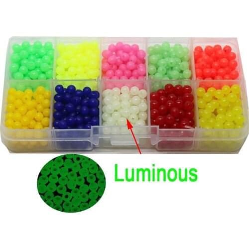 1000pc/Set Fishing Floats Beads 10 colors Luminous Light Glowing Balls For Night Fishing Plastic 5mm Bass Bait Fishing Lure