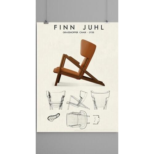 Finn Juhl Grasshopper poster Scandinavian design poster Finn Juhl design chair Danish furniture poster Finn Juhl design chairs