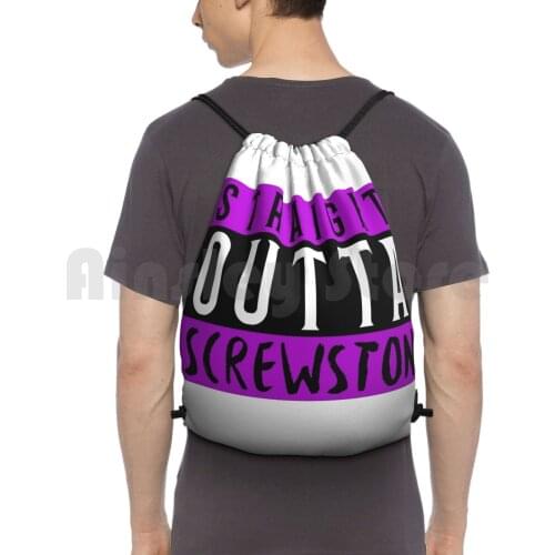 Straight Outta Screwston Backpack Drawstring Bag Riding Climbing Gym Bag Bayou City Houston Space City H Town City Texas