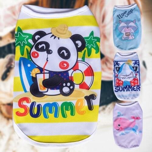 Dog Cat Clothes Cute Universal Polyester Cartoon Thin Breathable Pet Vest For Party Teddy Pomeranian Small Dog All-match Vest