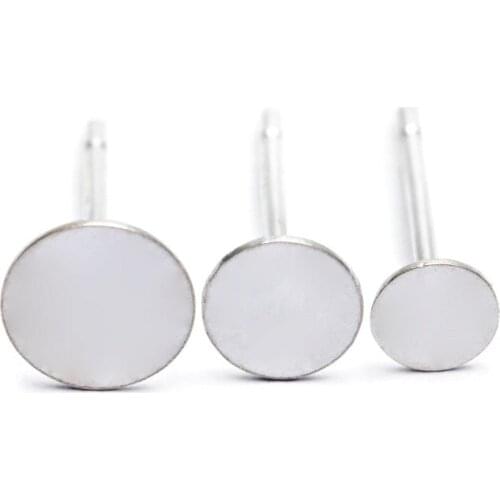 10pcs 925 Sterling Silver findings Earrings 3/4/5/6mm Round Base Cabochon Stud Ear Base accessories for making earrings DIY