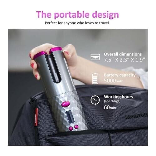 USB Rechargeable Curling Iron Automatic Fast Heating Ceramic Barrel Hair Curlers Curling Titanium Auto Curlers Hair Styler Tools