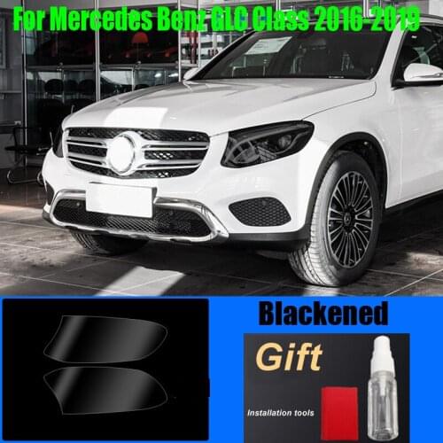 TPU Headlights Film For Mercedes Benz GLC Class 2016-2019 Car Blackened Scratch Resistant Protective Stickers Accessories 2Pcs