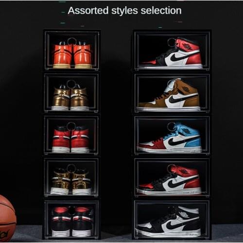 Thickened dustproof shoe box aj sneaker storage box transparent shoe storage box artifact plastic mesh red shoe cabinet