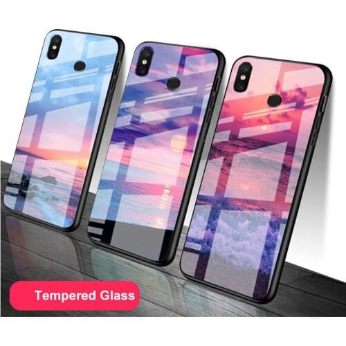 Sunset Tempered Glass Phone Case For Redmi Note 5 6 7 8 9 Pro Note8T Note9S Redmi8 9 Cover Shell