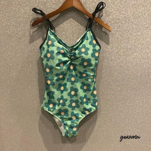 2021ins wind floral one-piece swimsuit women Japanese and Korean girls retro backless sexy hot spring swimsuit women