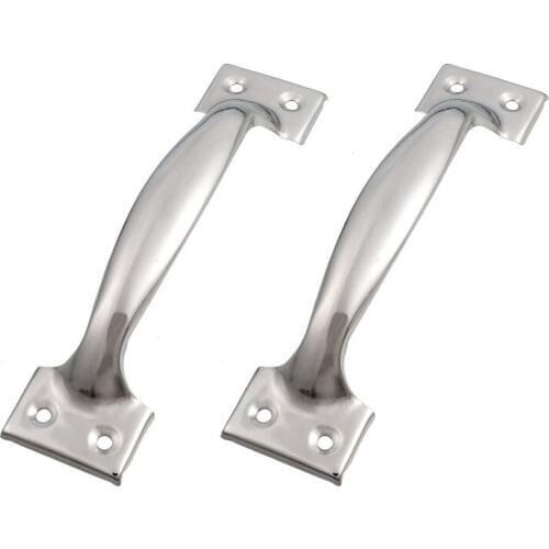 2 x Silver Tone Stainless Steel Pull Handles Grips 6" for Windows Doors