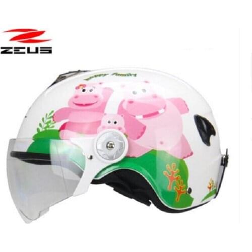 2019 New ZEUS Child Motorcycle Helmet ZS-108ME Kids Safety Cap Children Motorbike Helmets Made of ABS W PC Lens Visor size S M