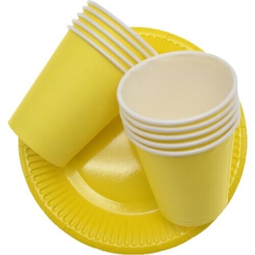 2021 Christmas New Year Yellow plates cups Straws birthday party Supplies baby shower Disposable tableware wedding Decorations